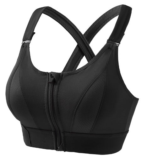 Top Sportivo Donna con Zip Anteriore - Reggiseno Contenitivo Senza Ferretto, Traspirante e Confortevole