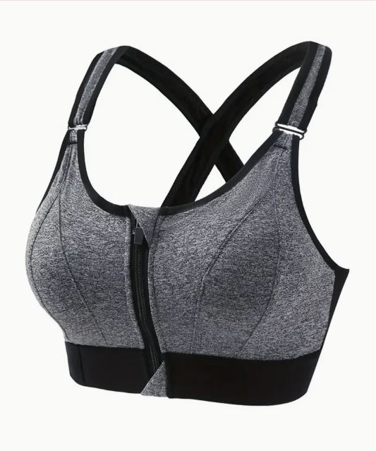 Top Sportivo Donna con Zip Anteriore - Reggiseno Contenitivo Senza Ferretto, Traspirante e Confortevole